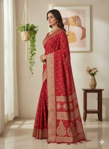 Crimson Red Bandhani Silk – RedSilk-3