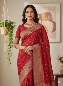 Crimson Red Bandhani Silk – RedSilk-4
