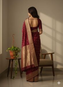 Deep Maroon Bandhani Silk – RedSilk-3
