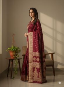 Deep Maroon Bandhani Silk – RedSilk-4