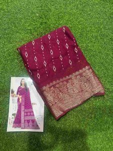 Deep Maroon Bandhani Silk – RedSilk-5