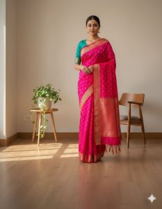 Woven Hot Pink Kanjivaram - Pink/Woven