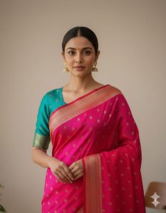 Marigold Floral Paithani Saree – YellowCotton-5