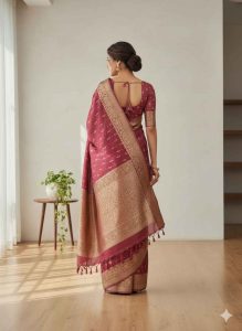 Maroon Gold Bandhani Silk – RedSilk-1