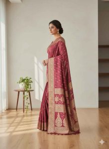 Maroon Gold Bandhani Silk – RedSilk-2