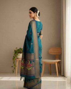 Peacock Blue Banarasi Weave – BlueBanarasi-4