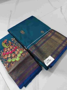 Peacock Blue Banarasi Weave – BlueBanarasi-5