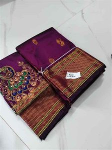 Regal Plum Banarasi Silk Saree – PurpleSilk-5