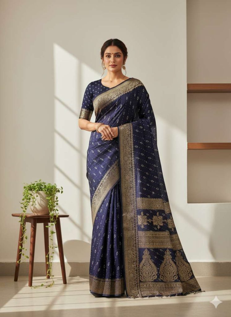 Sapphire Blue Bandhani Silk – Blue/Silk