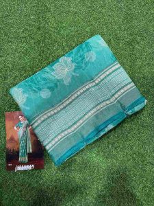 Teal Floral Georgette Saree – BlueGeorgette-4