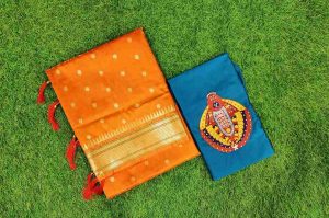 Woven Orange Gold Kanjivaram – YellowWoven-1